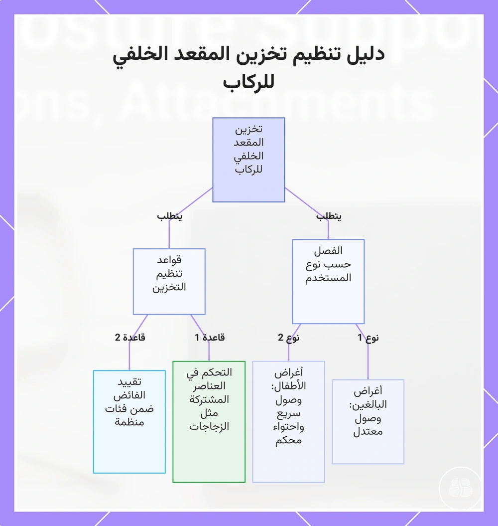 دليل تنظيم تخزين المقعد الخلفي للركاب