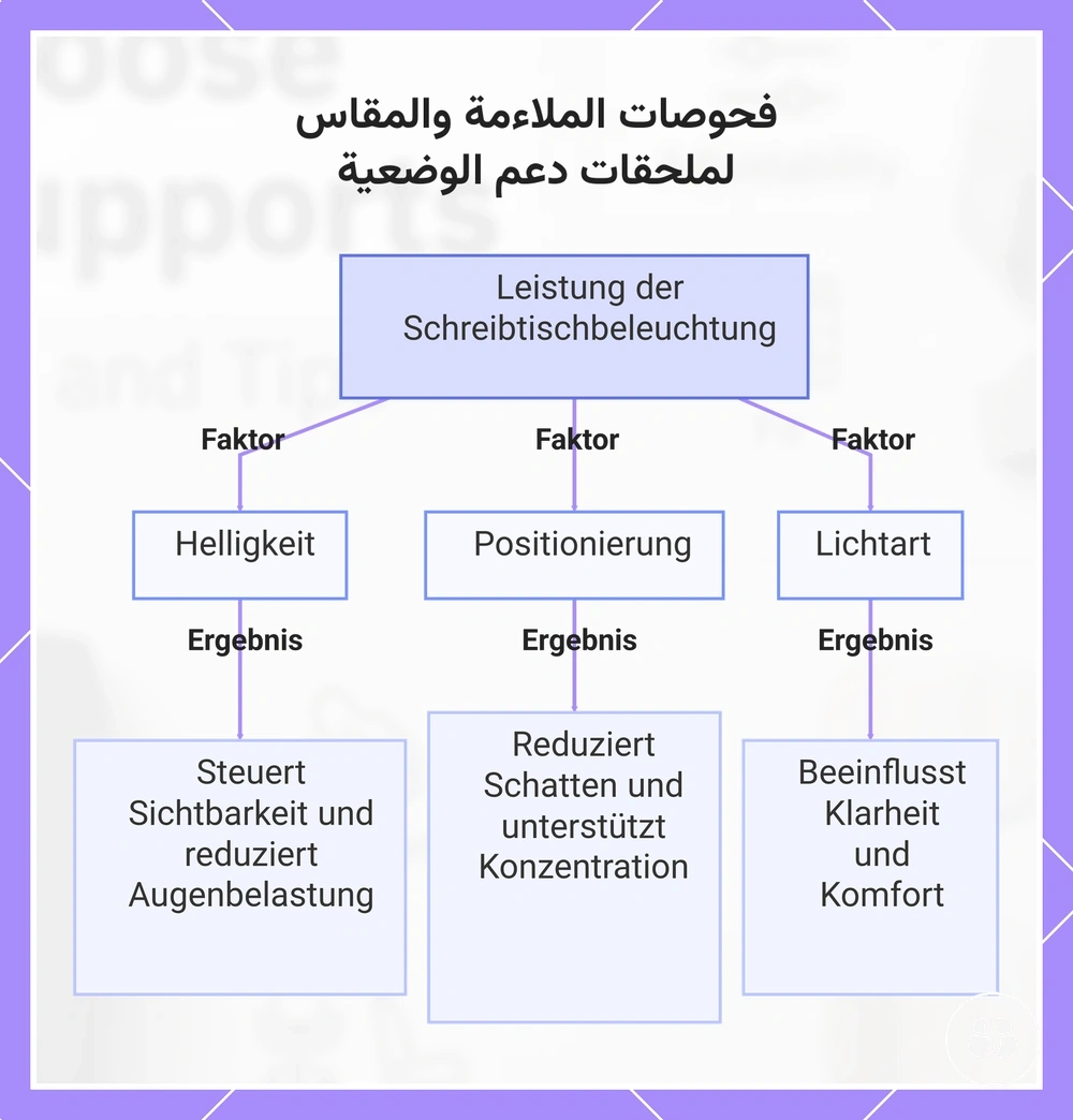 فحوصات الملاءمة والمقاس لملحقات دعم الوضعية