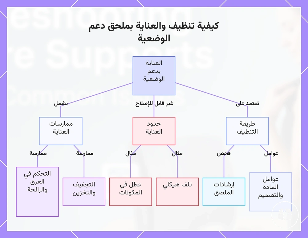 كيفية تنظيف والعناية بملحق دعم الوضعية