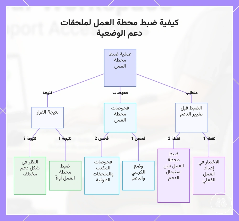كيفية ضبط محطة العمل لملحقات دعم الوضعية