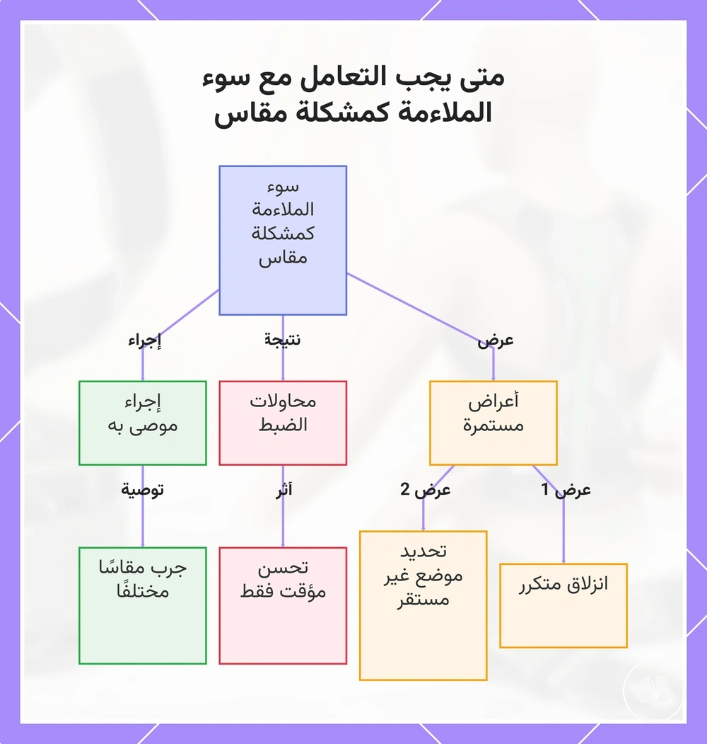 متى يجب التعامل مع سوء الملاءمة كمشكلة مقاس