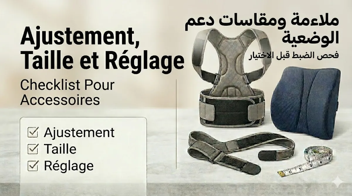 فحص ملاءمة ملحقات دعم الوضعية ومقاساتها وطريقة ضبطها