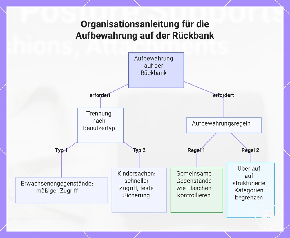 Organisationsanleitung für die Aufbewahrung auf der Rückbank