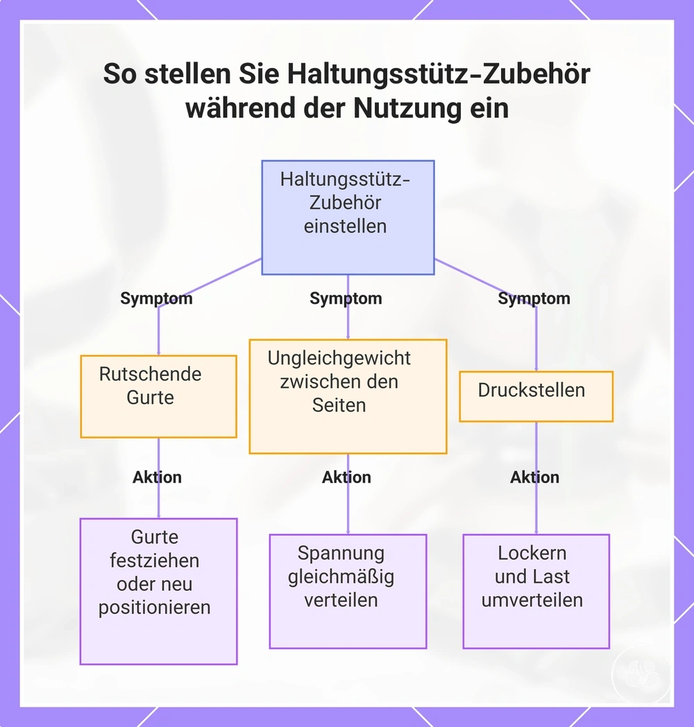 So stellen Sie Haltungsstütz-Zubehör während der Nutzung ein