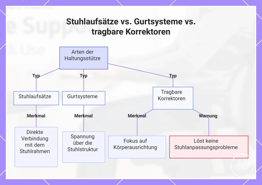 Stuhlaufsätze vs. Gurtsysteme vs. tragbare Korrektoren