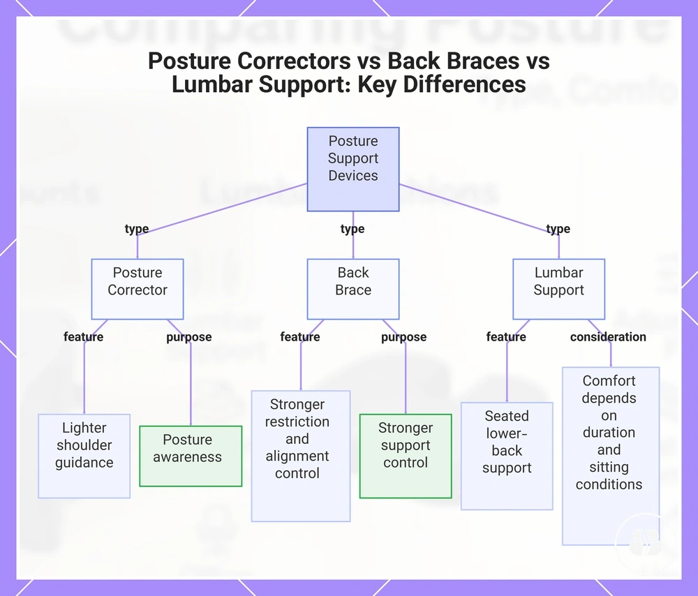 Posture Correctors vs Back Braces vs Lumbar Support: Key Differences