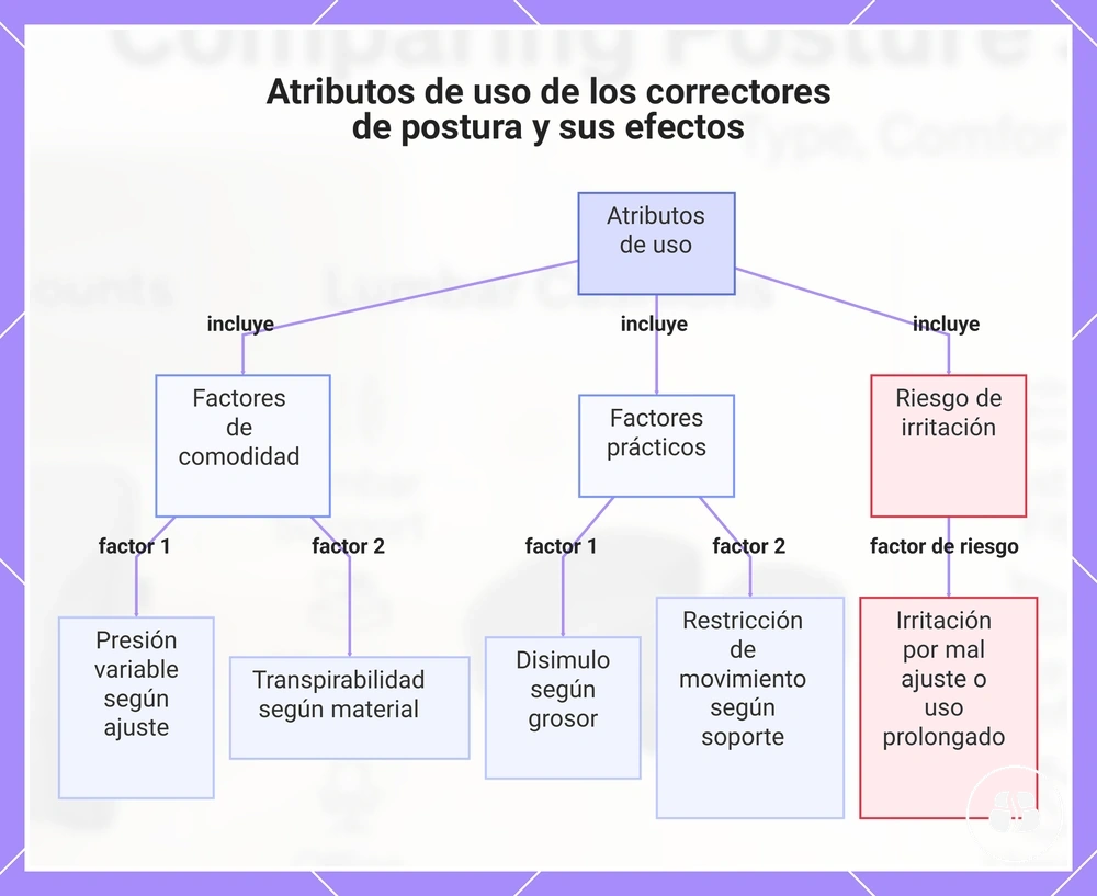 Atributos de uso de los correctores de postura y sus efectos