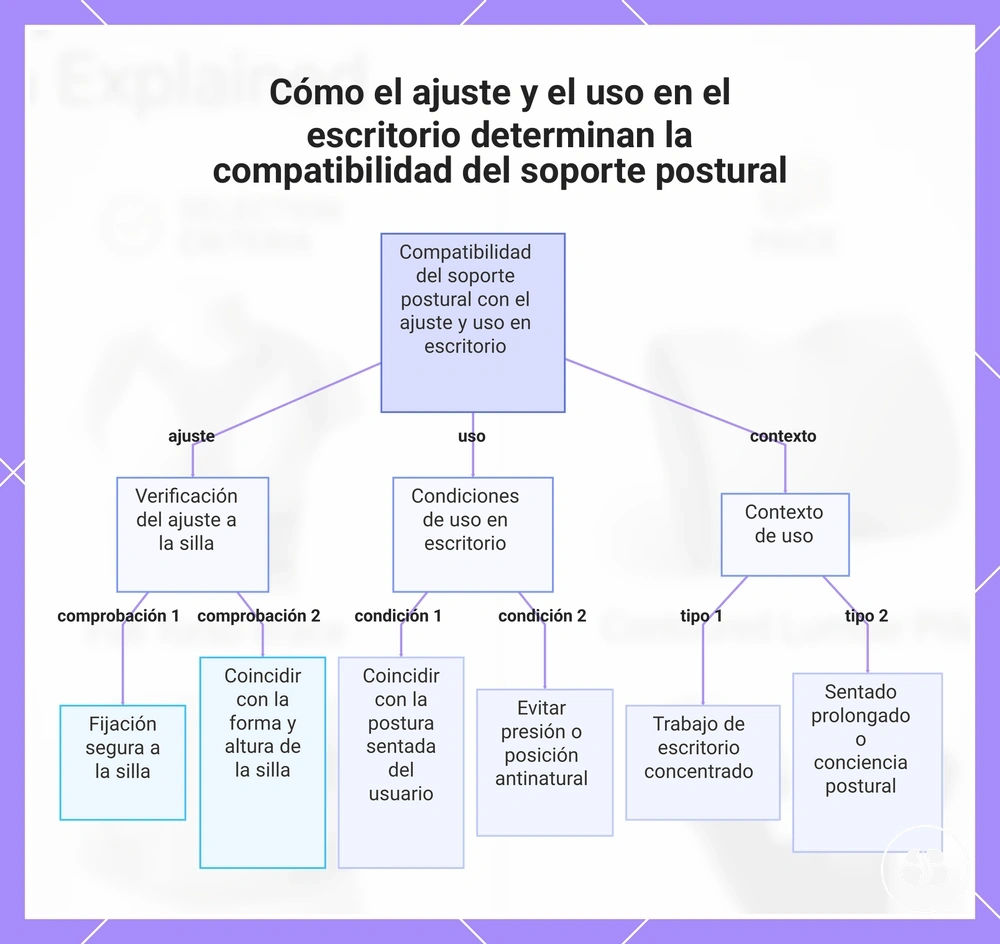 Cómo el ajuste y el uso en el escritorio determinan la compatibilidad del soporte postural