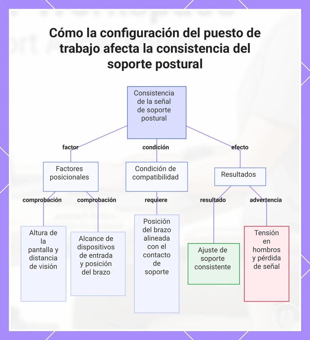 Cómo la configuración del puesto de trabajo afecta la consistencia del soporte postural