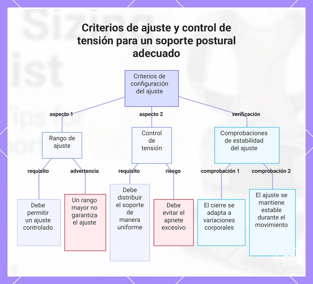 Criterios de ajuste y control de tensión para un soporte postural adecuado