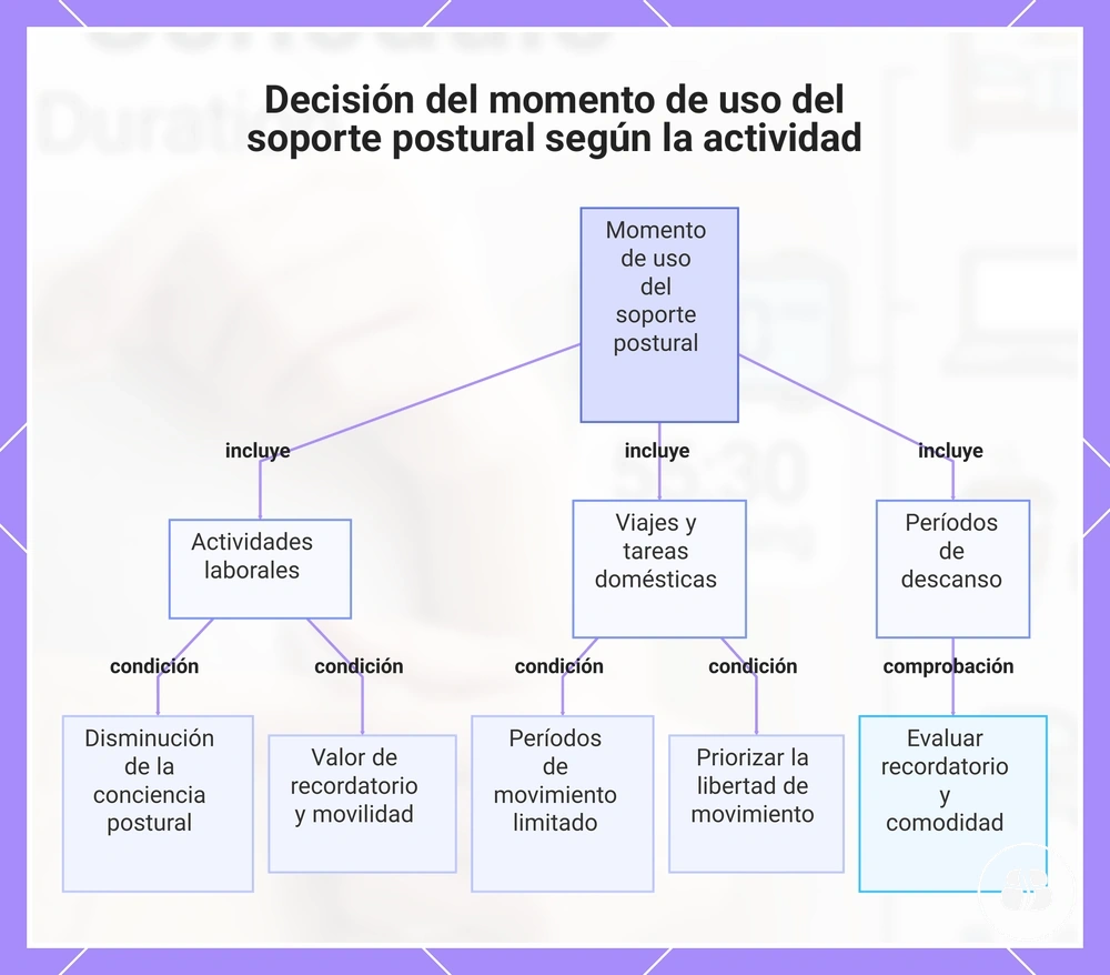 Decisión del momento de uso del soporte postural según la actividad