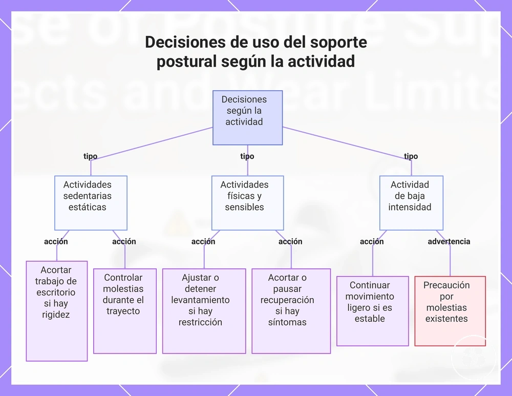 Decisiones de uso del soporte postural según la actividad
