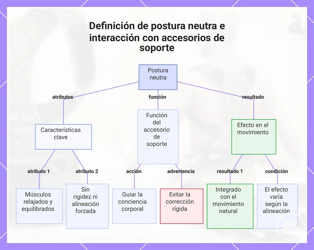 Definición de postura neutra e interacción con accesorios de soporte