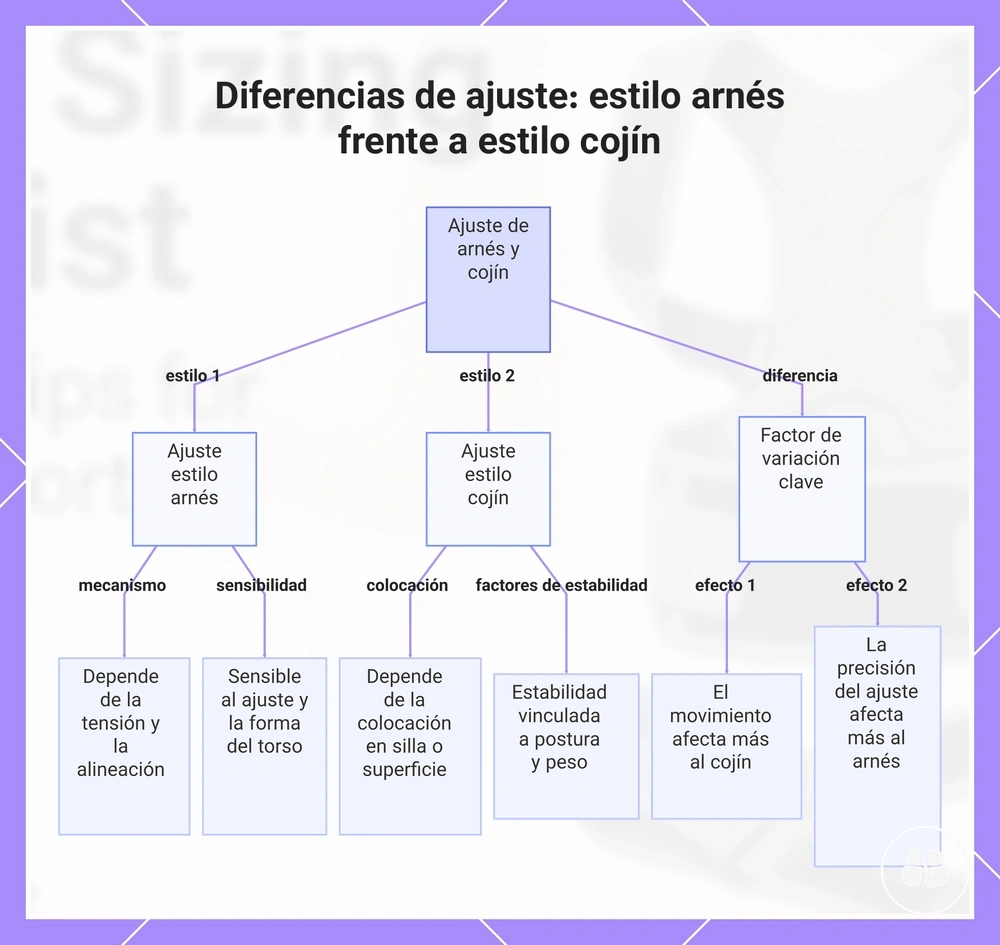 Diferencias de ajuste: estilo arnés frente a estilo cojín
