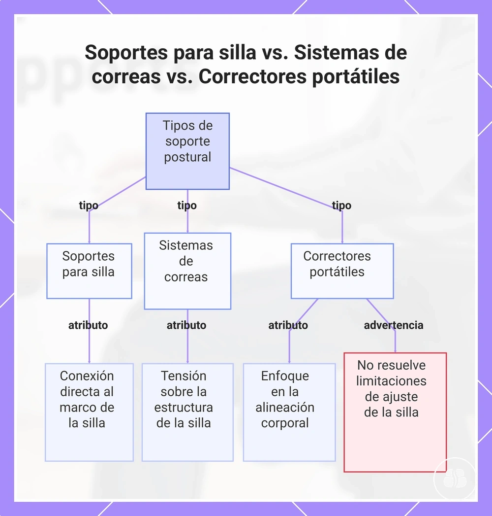 Soportes para silla vs. Sistemas de correas vs. Correctores portátiles