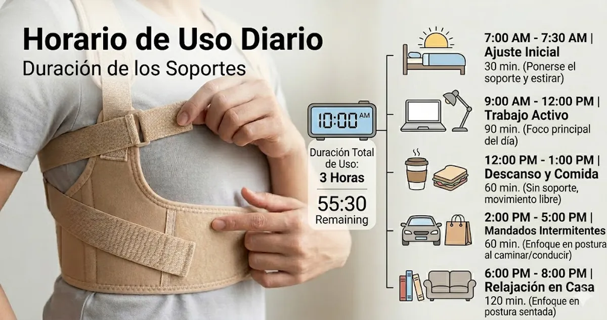 Tiempo de uso diario y duración recomendada de los accesorios de soporte postural