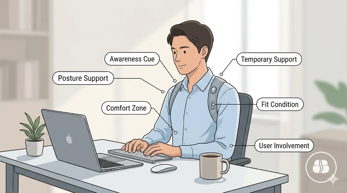Accessoire de soutien postural offrant un soutien d'alignement neutre dans un cadre d'utilisation quotidienne