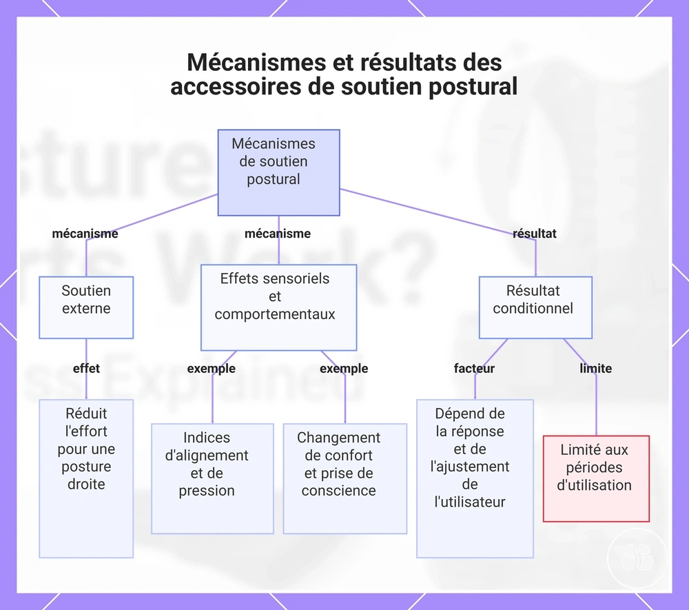 Mécanismes et résultats des accessoires de soutien postural