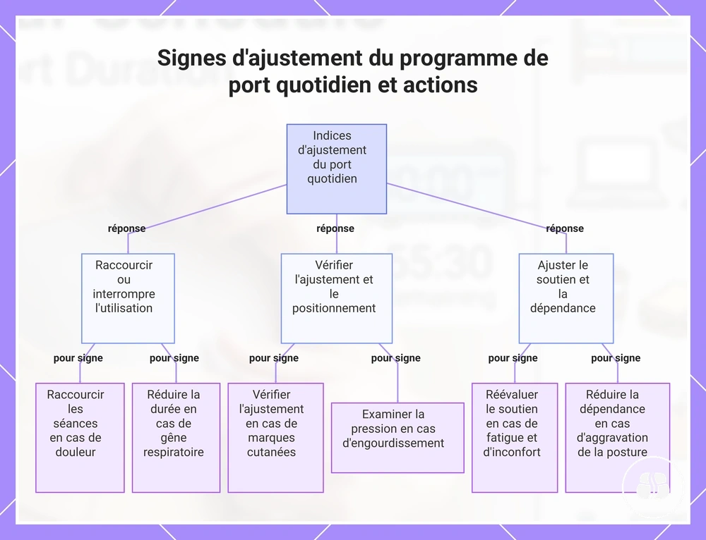 Signes d'ajustement du programme de port quotidien et actions