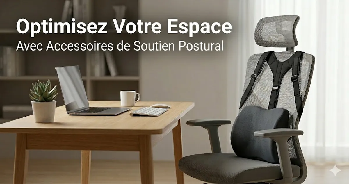 Espace de travail avec des accessoires de soutien postural