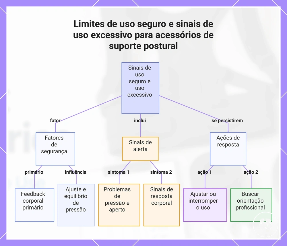 Limites de uso seguro e sinais de uso excessivo para acessórios de suporte postural