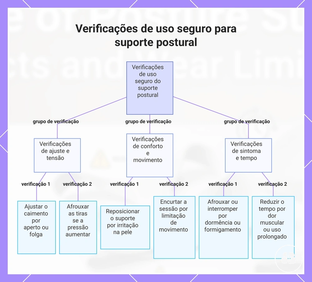 Verificações de uso seguro para suporte postural