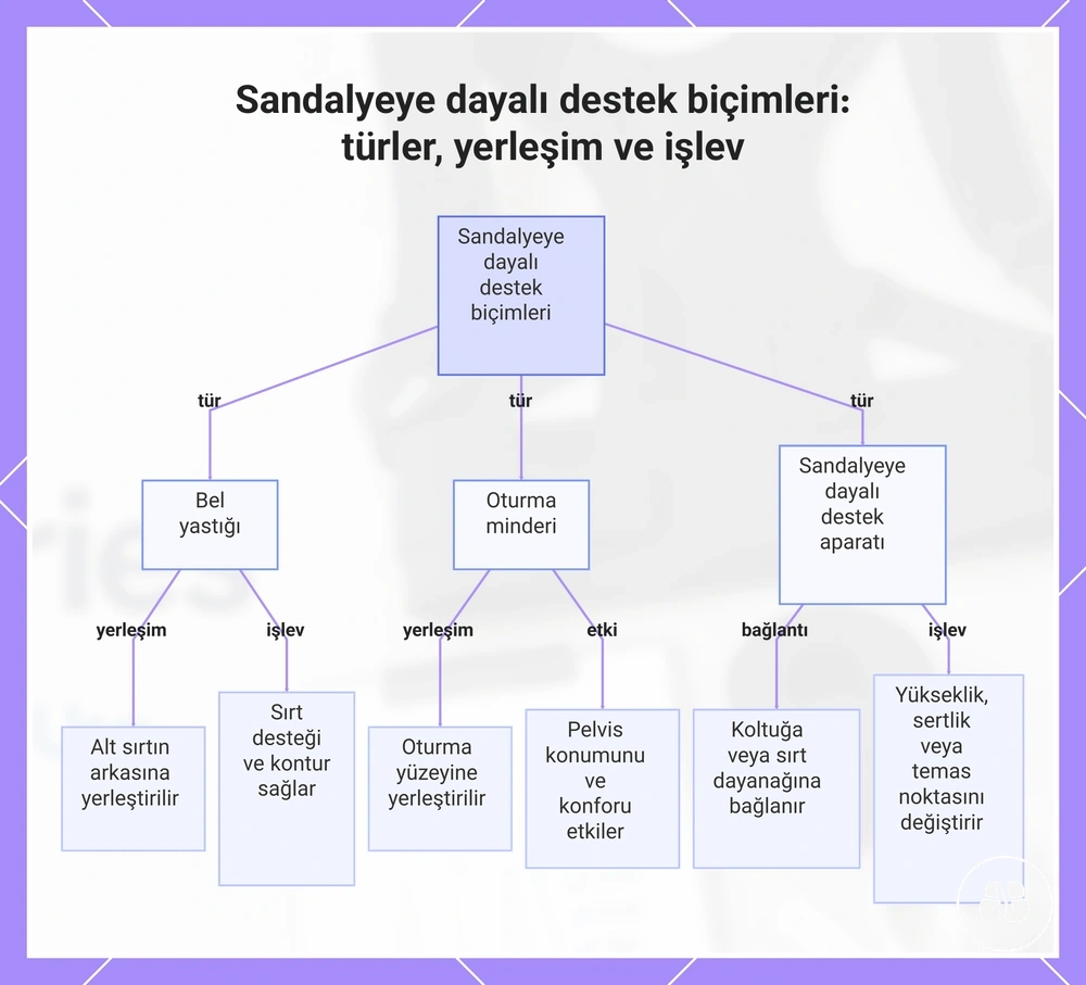 Sandalyeye dayalı destek biçimleri: türler, yerleşim ve işlev